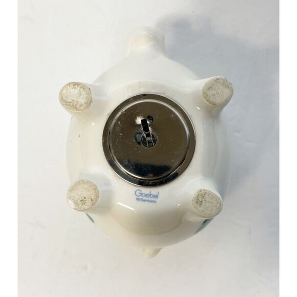 Goebel Germany White Ceramic Piggy Bank With Shamrock Design & Glass Eyes NO KEY - Picture 7 of 9